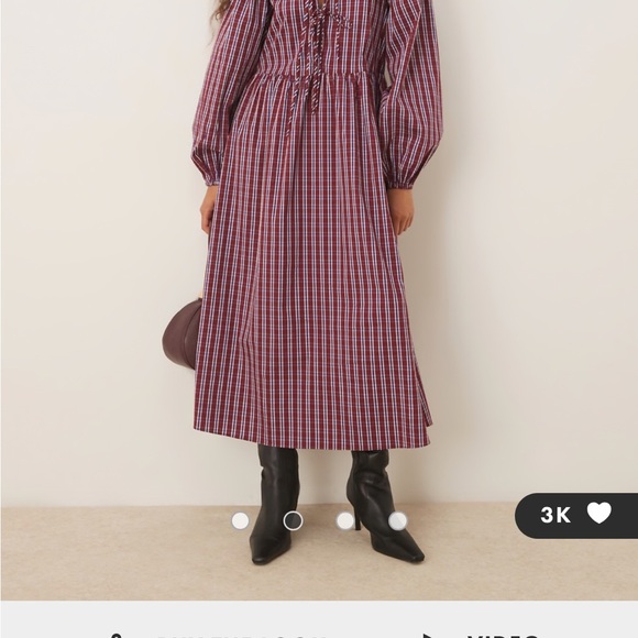 ASOS Red and White Checkered Midi Dress - Picture 2 of 7